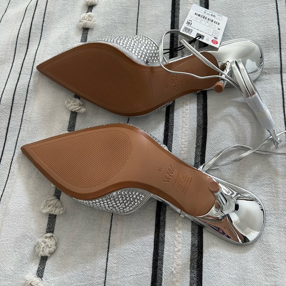 Zara Rhinestone Ankle Wrap Heels - Picture 4 of 5